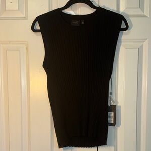 Cyrus Black Ribbed Sleeveless Knit Tank